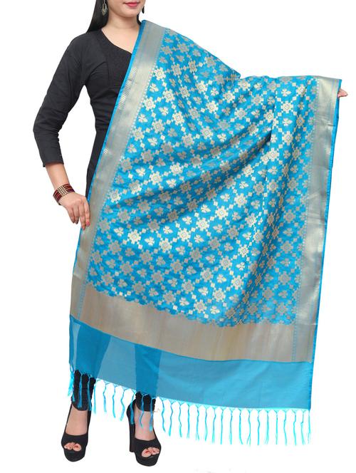 blue art silk dupatta - 14982156 - Very Small Image - 1