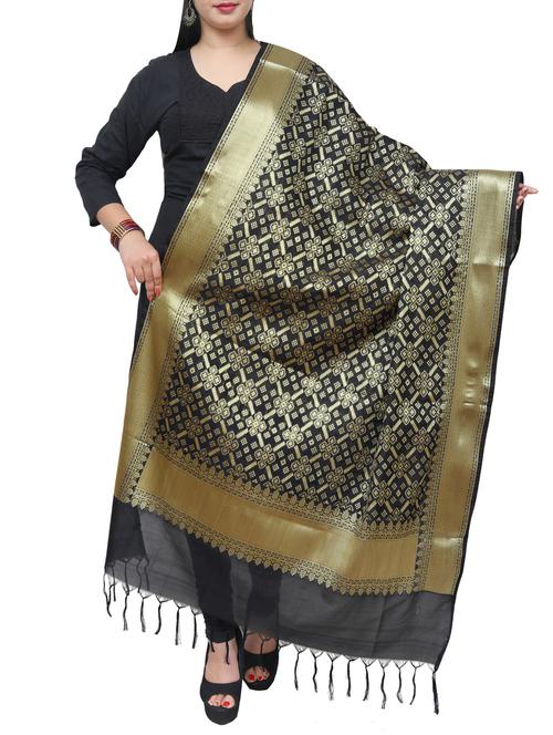 black art silk dupatta - 14982158 - Very Small Image - 1