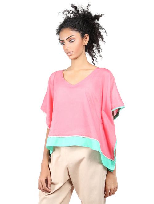 grass by gitika goyal pink cotton kaftan - 14982664 - Very Small Image - 1