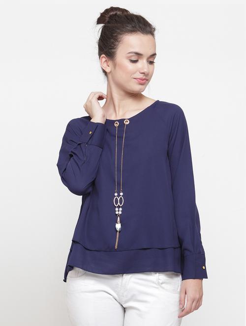 embellished neck layered top - 14984820 - Very Small Image - 1