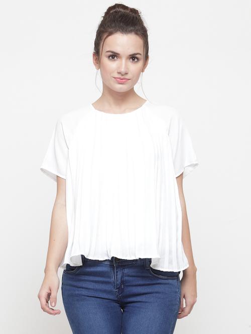 solid white pleated top - 14984830 - Very Small Image - 1