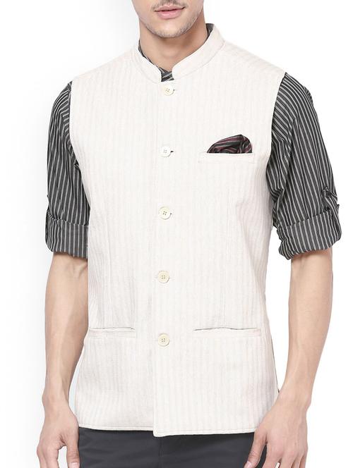 white cotton nehru jacket - 14985240 - Very Small Image - 1