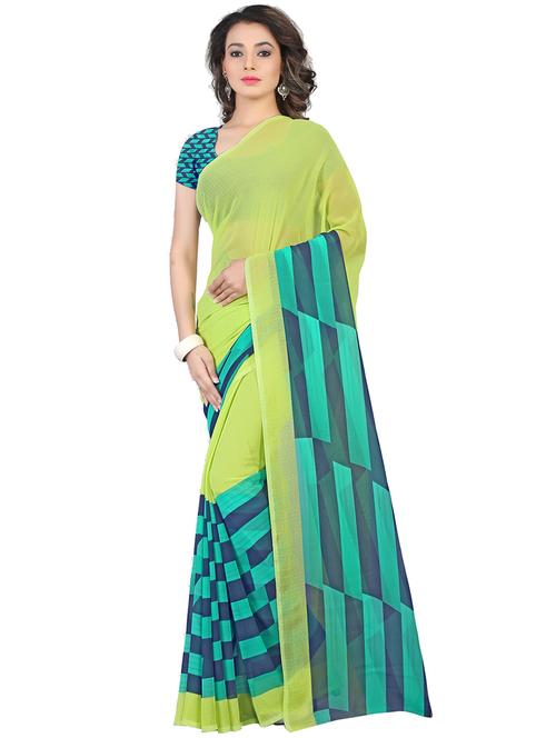 women's geometric lime colored saree - 14986448 - Very Small Image - 1