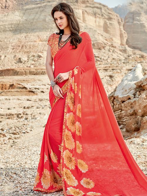 floral printed saree - 14986480 - Very Small Image - 1
