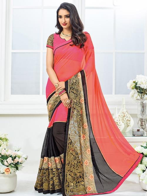 multi colored georgette embroidered saree with blouse - 14986566 - Very Small Image - 1