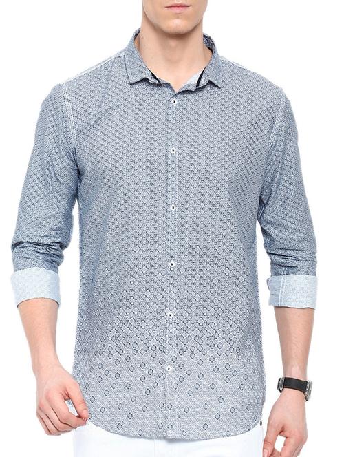 blue cotton casual shirt - 14987069 - Very Small Image - 1