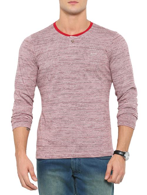 red viscose striped t-shirt - 14987115 - Very Small Image - 1