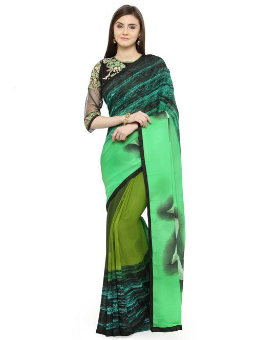 multi colored georgette printed saree - 14987257 - Very Small Image - 1
