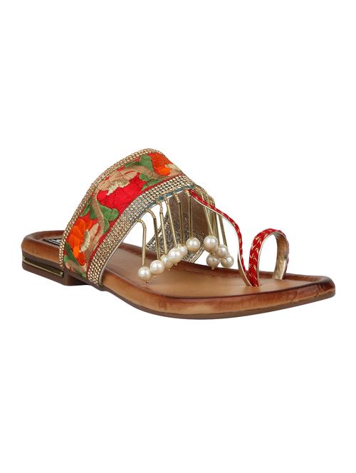 orange one toe kolhapuri - 14987308 - Very Small Image - 1