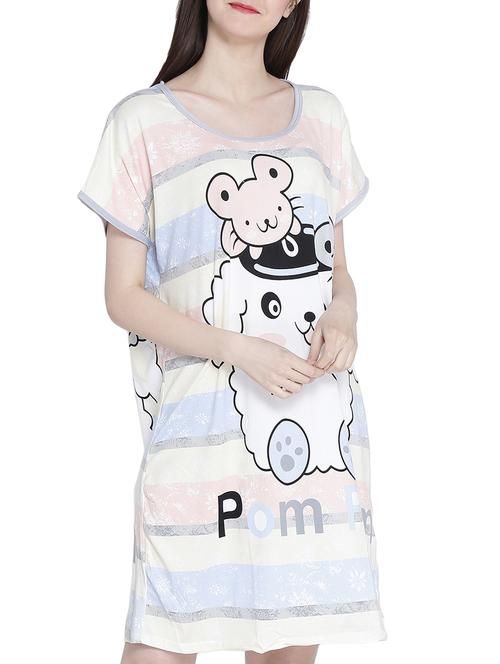 white printed cotton sleepshirt - 14987434 - Very Small Image - 1