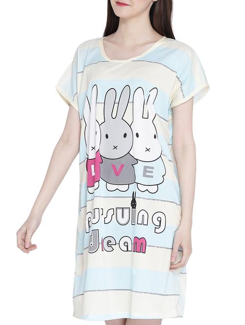 light blue printed cotton sleepshirt - 14987442 - Very Small Image - 1
