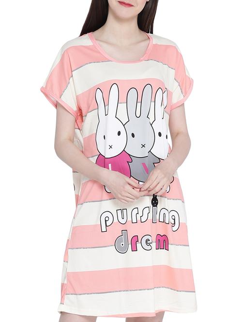 pink printed cotton sleepshirt - 14987443 - Very Small Image - 1