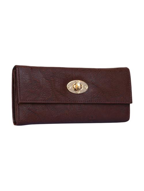brown leatherette fold over clutch - 14989172 - Very Small Image - 1