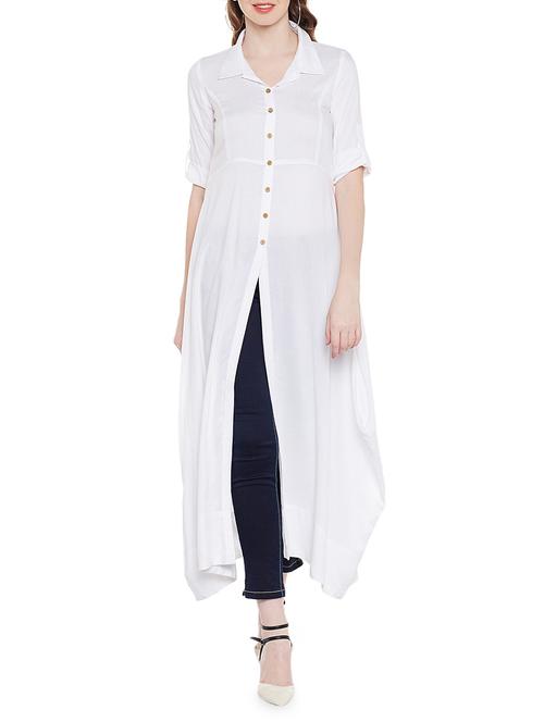 white rayon aline tunic - 14989594 - Very Small Image - 1