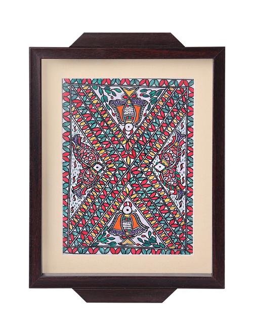 madhubani folk art decorative tray with aquatic life - 14989986 - Very Small Image - 1