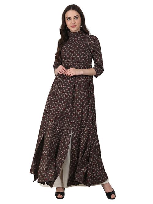 brown cotton kurta palazzo set - 14990631 - Very Small Image - 1