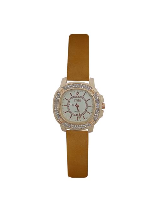 jm women,s ltes light gold leather belt watch - 14990953 - Very Small Image - 1