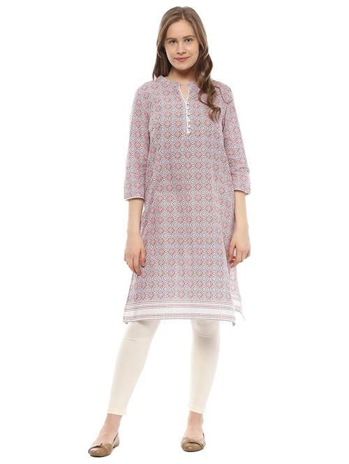 white cotton straight kurta - 14992176 - Very Small Image - 1