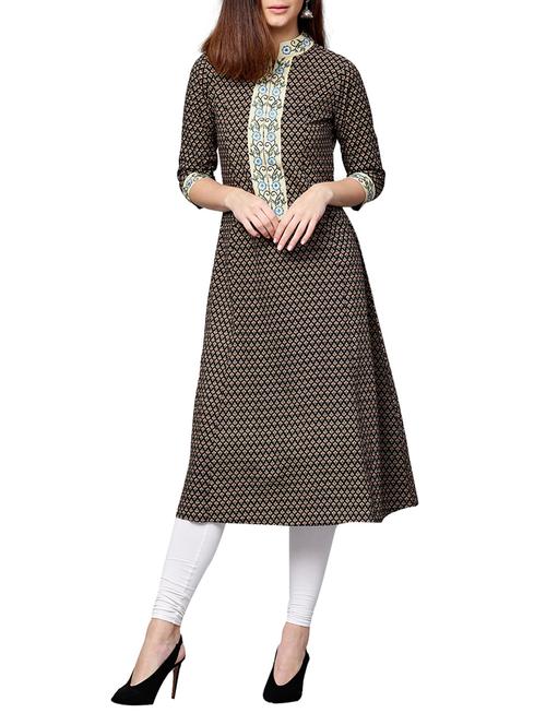 brown cotton aline kurta - 14992821 - Very Small Image - 1