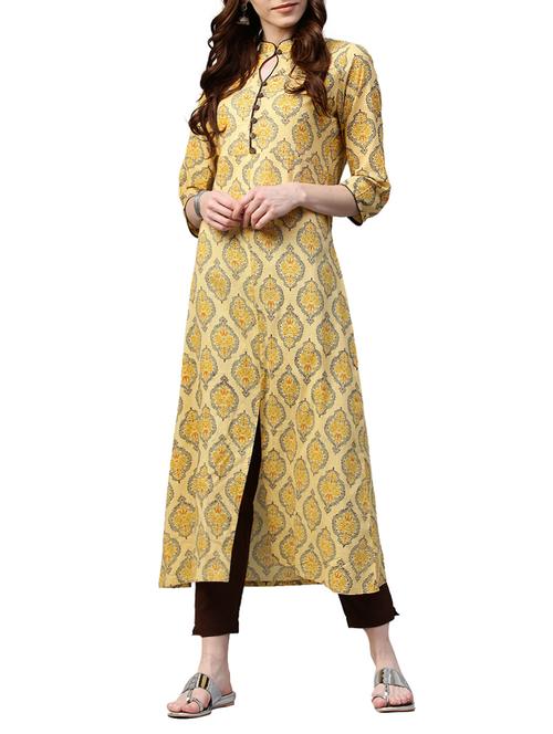 yellow cotton kurta pant set - 14992845 - Very Small Image - 1