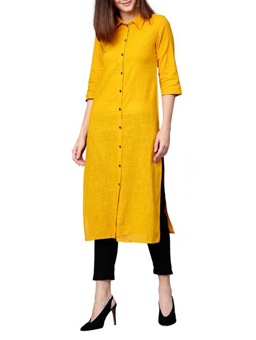 yellow cotton kurta pant set - 14992851 - Very Small Image - 1