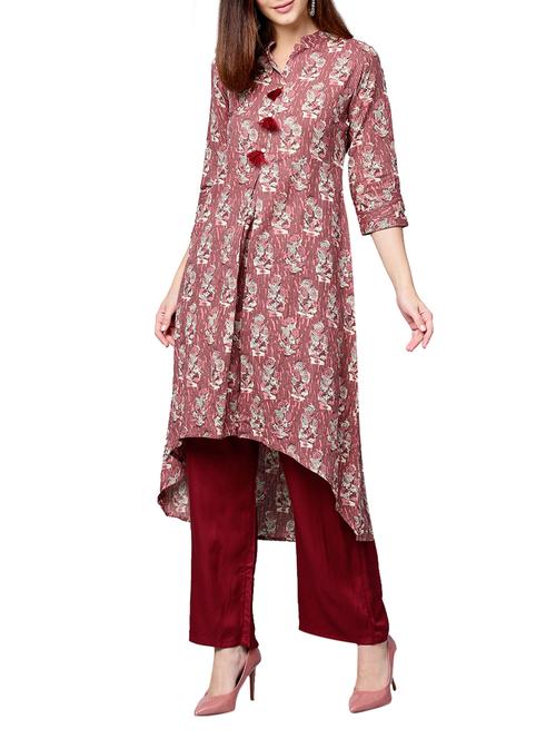 pink cotton kurta palazzo set - 14992857 - Very Small Image - 1
