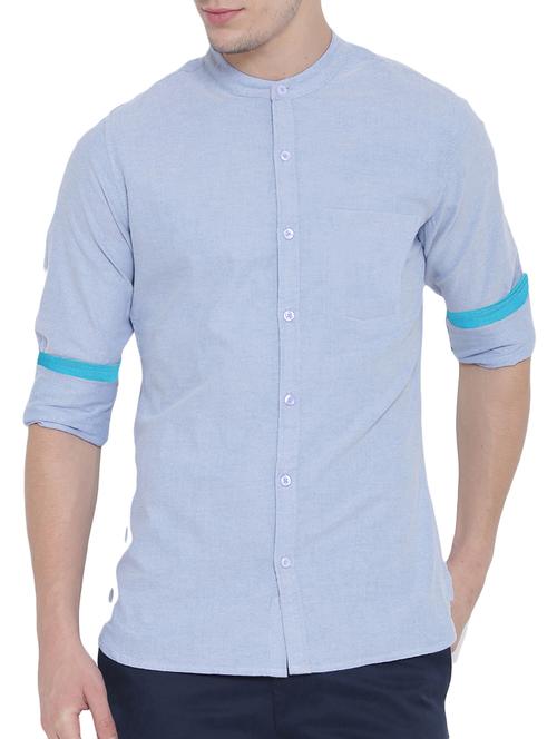light blue cotton casual shirt - 14992905 - Very Small Image - 1