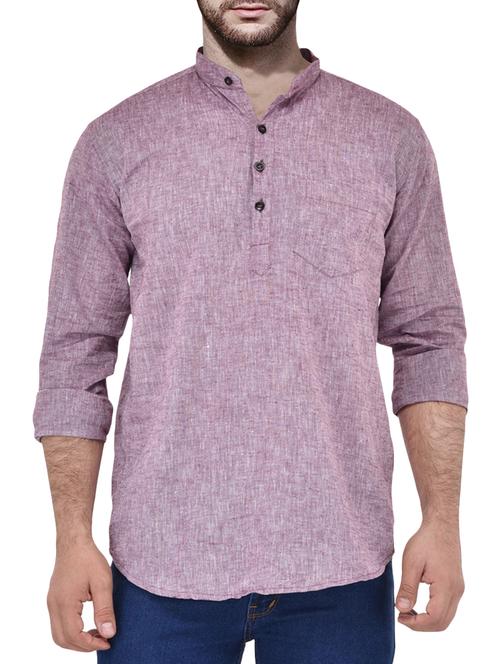 purple cotton short kurta - 14993011 - Very Small Image - 1