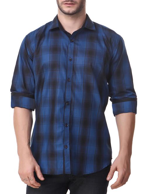 blue cotton casual shirt - 14993047 - Very Small Image - 1