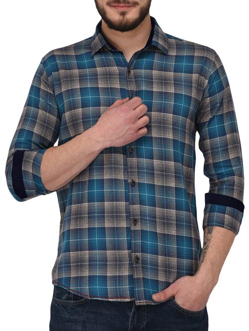 blue cotton casual shirt - 14993068 - Very Small Image - 1