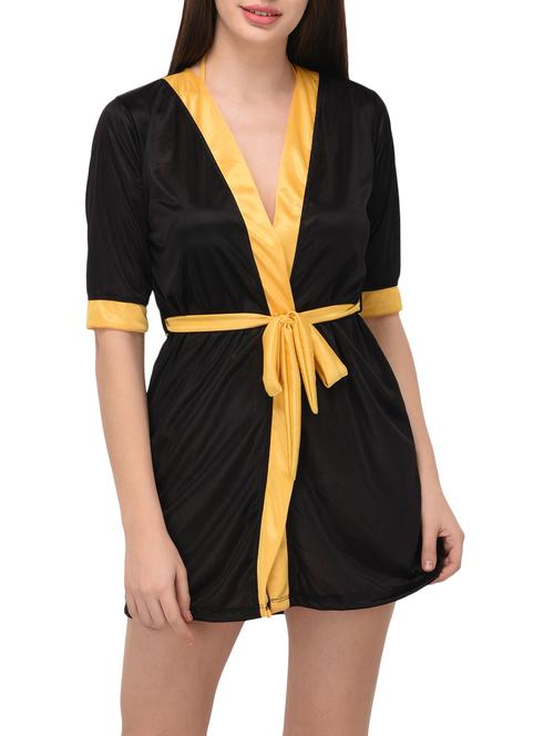 contrast detail sleepwear robe - 14993235 - Very Small Image - 1