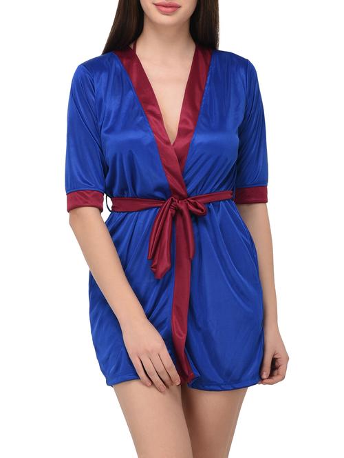 contrast detail sleepwear robe - 14993238 - Very Small Image - 1