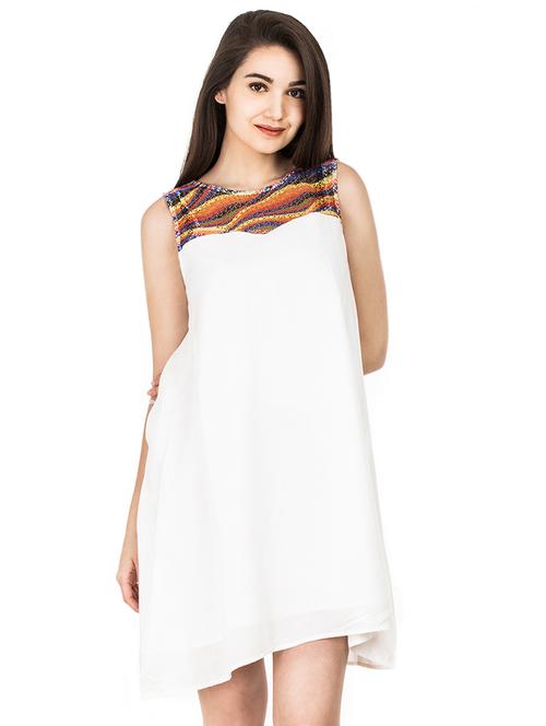 white solid high-low dress - 14993431 - Very Small Image - 1