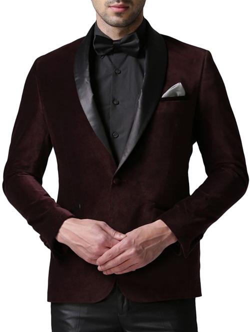 brown velvet casual blazer - 14994350 - Very Small Image - 1