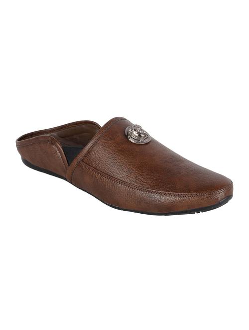 brown leatherette slip on mules - 14995125 - Very Small Image - 1