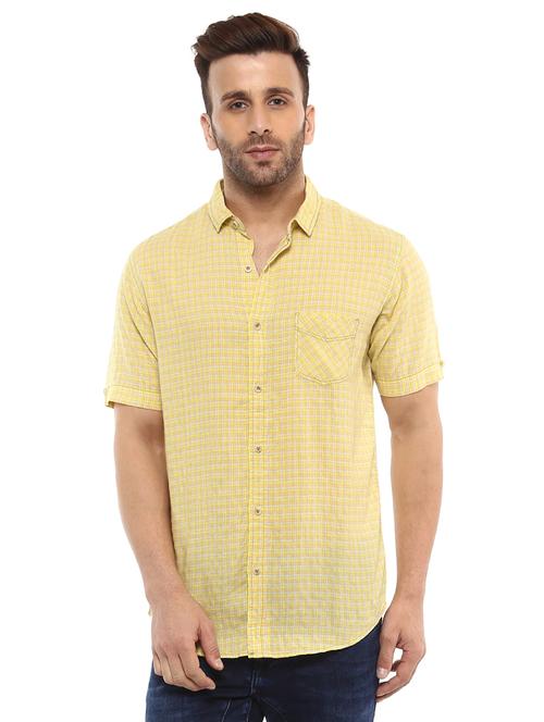 yellow cotton casual shirt - 14997201 - Very Small Image - 1