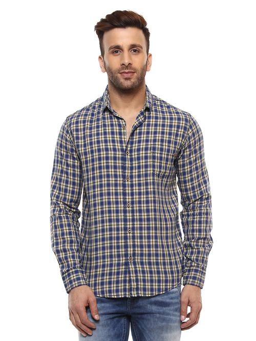 navy blue cotton casual shirt - 14997204 - Very Small Image - 1