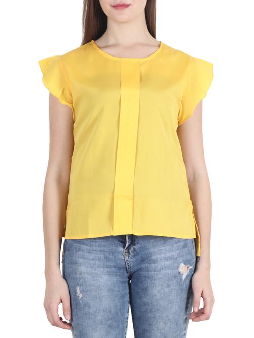 yellow solid crepe top - 14997778 - Very Small Image - 1