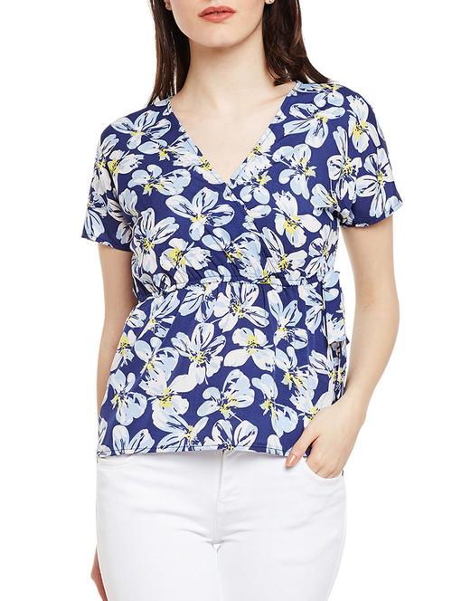 tie up detail floral surplice top - 14997824 - Very Small Image - 1
