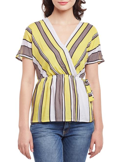 yellow striped viscose top - 14997825 - Very Small Image - 1