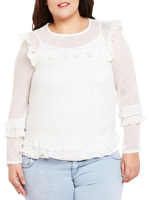 ruffled trim dobby plus top - 14997842 - Very Small Image - 1