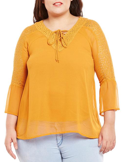 lace paneled bell sleeved plus top - 14997846 - Very Small Image - 1