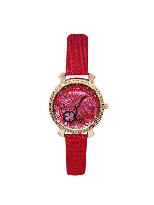 jm new sure short style red leather belt watch - 15000106 - Very Small Image - 1