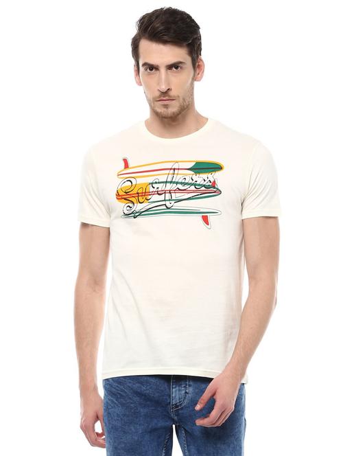 off white cotton chest print t-shirt - 15000412 - Very Small Image - 1