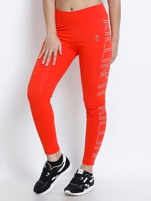 orange printed cotton track pant - 15000509 - Very Small Image - 1