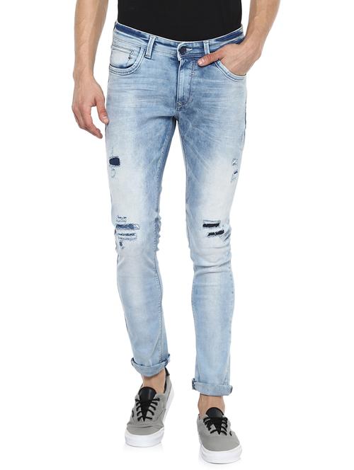 light blue cotton ripped jeans - 15000600 - Very Small Image - 1