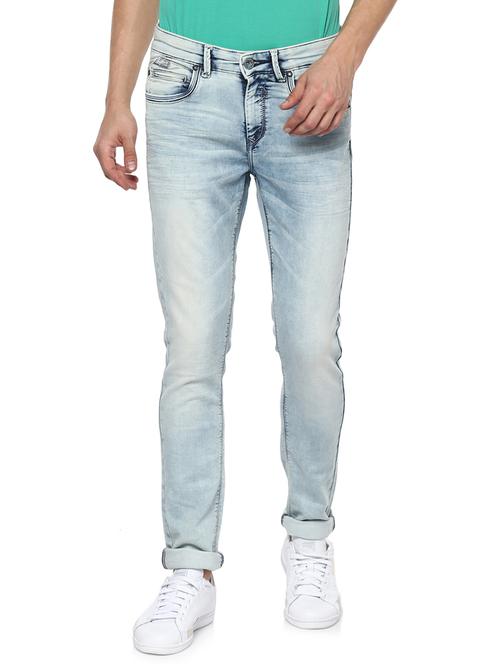 light blue cotton washed jeans - 15000603 - Very Small Image - 1