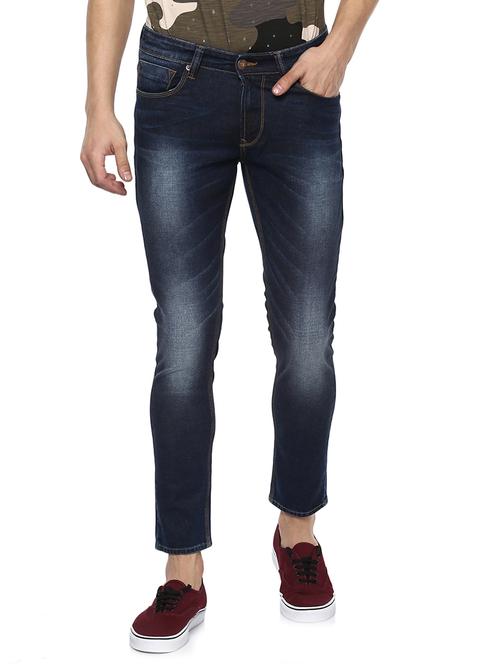 navy blue cotton washed jeans - 15000703 - Very Small Image - 1