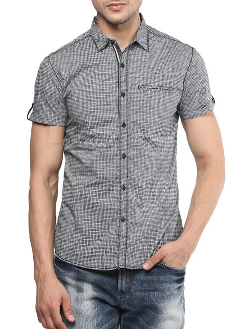 grey cotton casual shirt - 15000736 - Very Small Image - 1