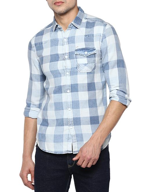 light blue cotton casual shirt - 15000842 - Very Small Image - 1